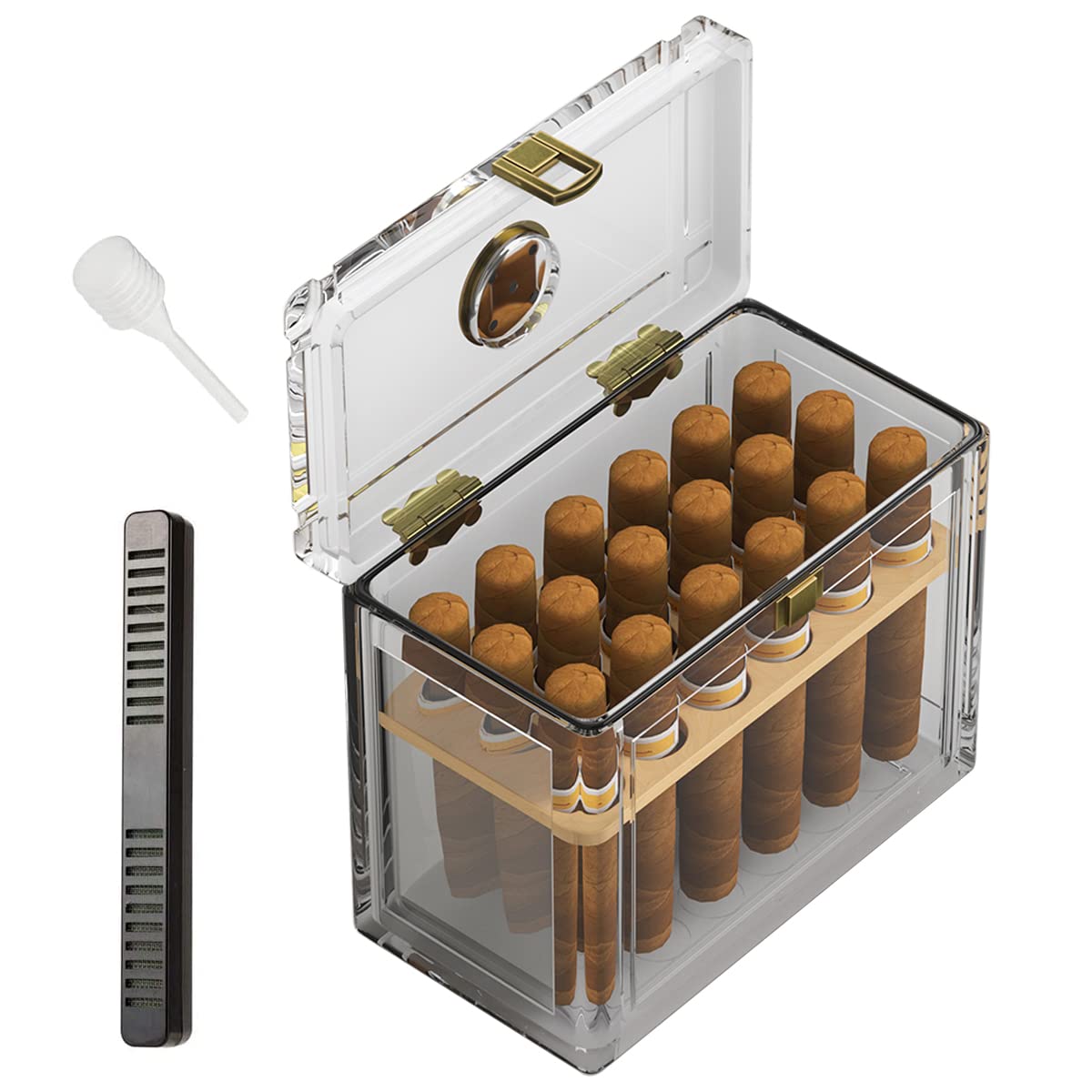 Home Fragrance Maple Walnut - Umidificador de charuto acrílico com higrômetro,